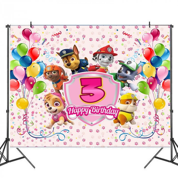 Décoration anniversaire Pat Patrouille : toile de fond ballons 4 ans